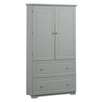 Armoire de rangement haute pour salle de bain avec deux portes et tiroirs