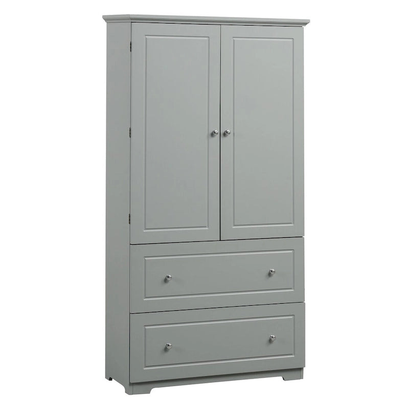 Armoire de rangement haute pour salle de bain avec deux portes et tiroirs