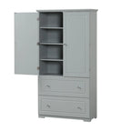 Armoire de rangement haute pour salle de bain avec deux portes et tiroirs