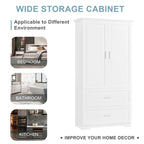 Armoire de rangement haute pour salle de bain avec deux portes et tiroirs