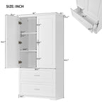 Armoire de rangement haute pour salle de bain avec deux portes et tiroirs