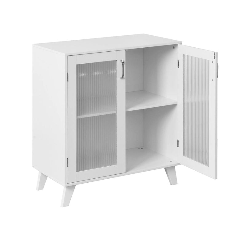 Armoire de salle de bain à 2 portes vitrées, meuble de rangement moderne blanc avec étagère réglable - 68,5 cm (L) x 81 cm (H) x 38 cm (P)