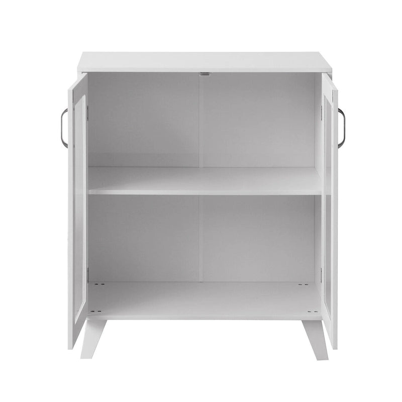 Armoire de salle de bain à 2 portes vitrées, meuble de rangement moderne blanc avec étagère réglable - 68,5 cm (L) x 81 cm (H) x 38 cm (P)