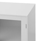 Armoire de salle de bain à 2 portes vitrées, meuble de rangement moderne blanc avec étagère réglable - 68,5 cm (L) x 81 cm (H) x 38 cm (P)