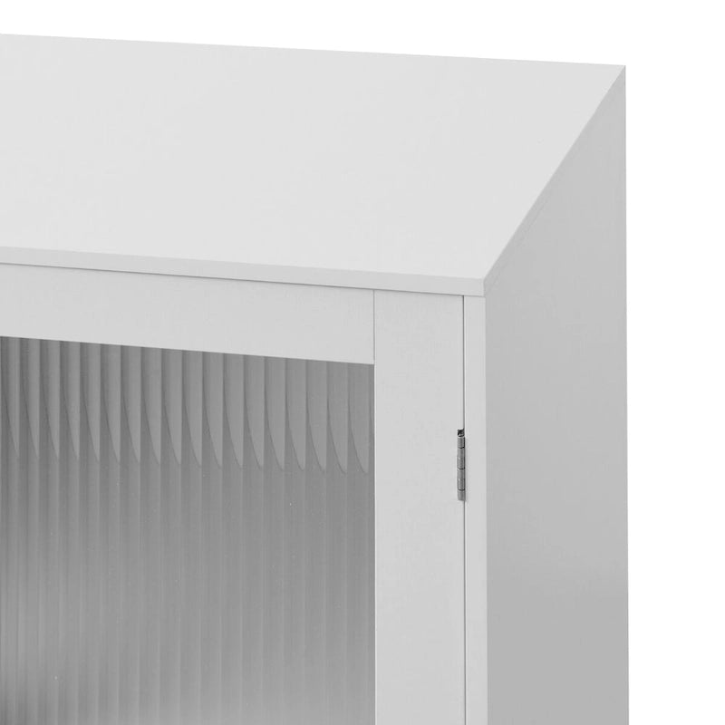 Armoire de salle de bain à 2 portes vitrées, meuble de rangement moderne blanc avec étagère réglable - 68,5 cm (L) x 81 cm (H) x 38 cm (P)