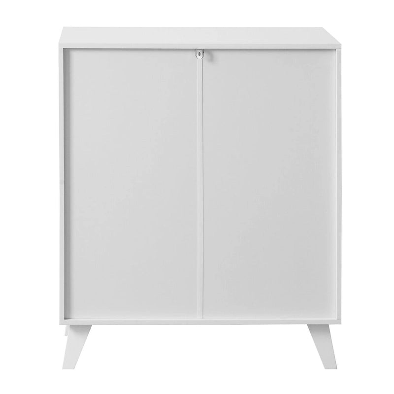 Armoire de salle de bain à 2 portes vitrées, meuble de rangement moderne blanc avec étagère réglable - 68,5 cm (L) x 81 cm (H) x 38 cm (P)