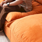 Canapé d'angle en velours en forme de U, canapé convertible à assise large et profonde garni de plumes et de duvet, avec 2 poufs de rangement.