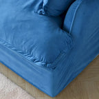 Canapé d'angle en velours en forme de U, canapé convertible à assise large et profonde garni de plumes et de duvet, avec 2 poufs de rangement.
