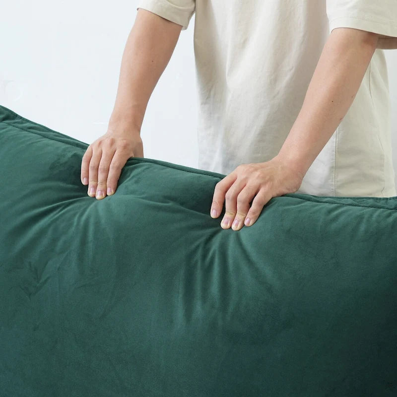 Canapé d'angle en velours en forme de U, canapé convertible à assise large et profonde garni de plumes et de duvet, avec 2 poufs de rangement.