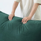 Canapé d'angle en velours en forme de U, canapé convertible à assise large et profonde garni de plumes et de duvet, avec 2 poufs de rangement.