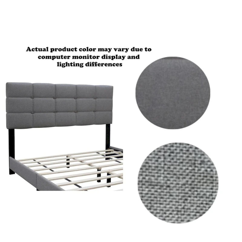 Cadre de lit rembourré ajustable Queen Size, élégant, durable et résistant à la saleté, sans besoin de matelas à ressorts encombrants.