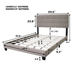 Cadre de lit rembourré ajustable Queen Size, élégant, durable et résistant à la saleté, sans besoin de matelas à ressorts encombrants.