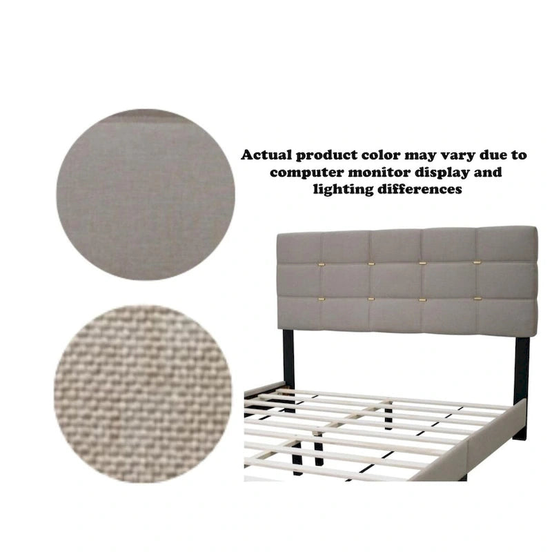 Cadre de lit rembourré ajustable Queen Size, élégant, durable et résistant à la saleté, sans besoin de matelas à ressorts encombrants.