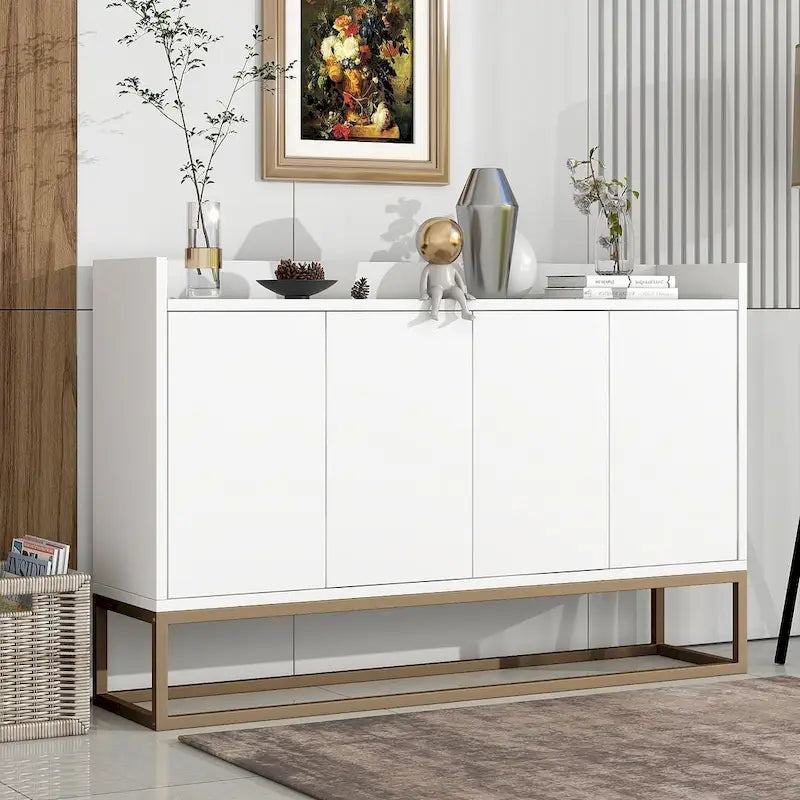 Buffet moderne 4 portes 47,2 cm avec piètement en métal