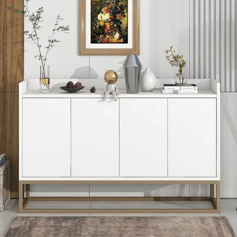 Buffet moderne 4 portes 47,2 cm avec piètement en métal
