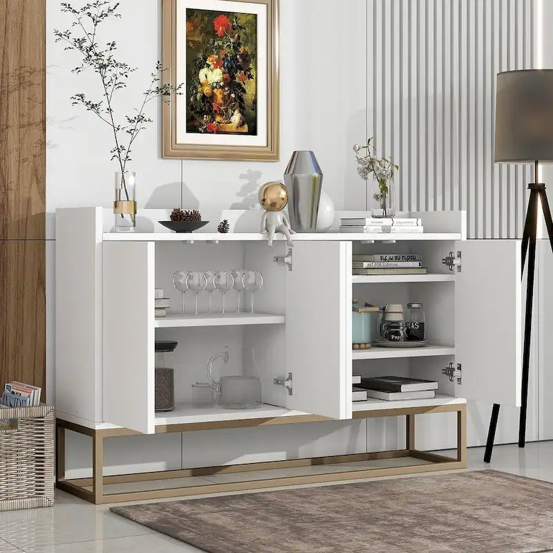 Buffet moderne 4 portes 47,2 cm avec piètement en métal