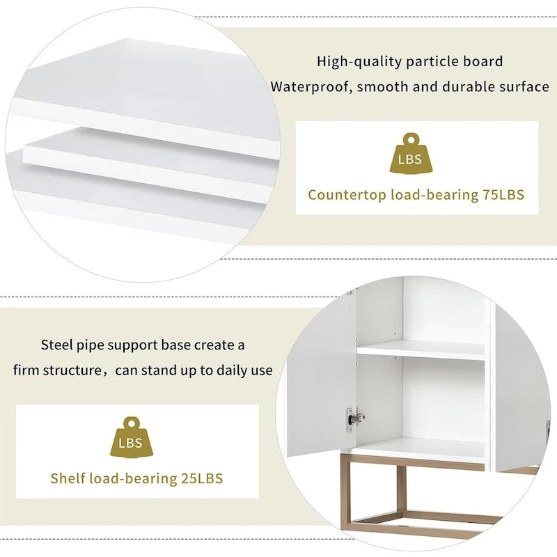 Buffet moderne 4 portes 47,2 cm avec piètement en métal
