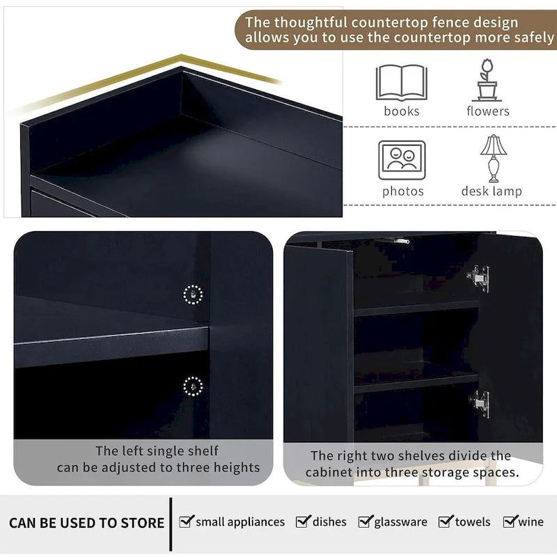 Buffet moderne 4 portes 47,2 cm avec piètement en métal