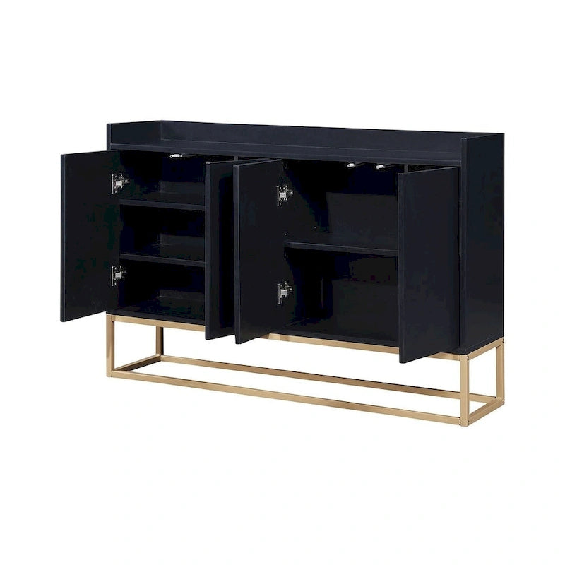 Buffet moderne 4 portes 47,2 cm avec piètement en métal