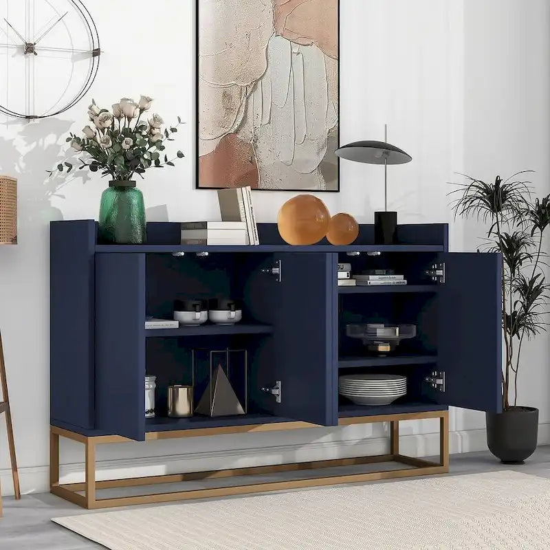 Buffet moderne 4 portes 47,2 cm avec piètement en métal