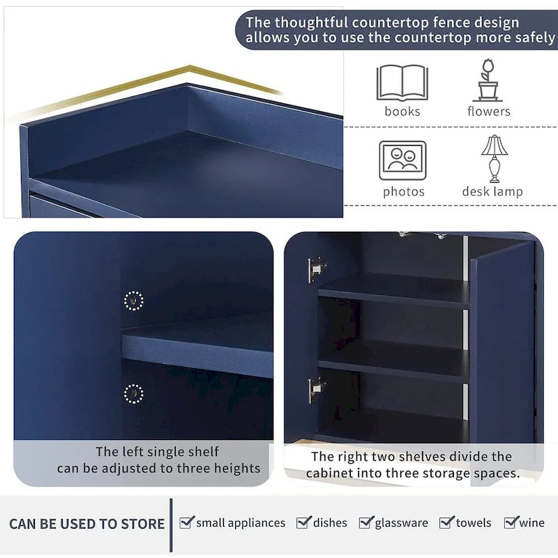 Buffet moderne 4 portes 47,2 cm avec piètement en métal
