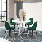 Ensemble de salle à manger rond 5 pièces Evatt de Roundhill Furniture, table ronde à tréteaux et 4 chaises élégantes