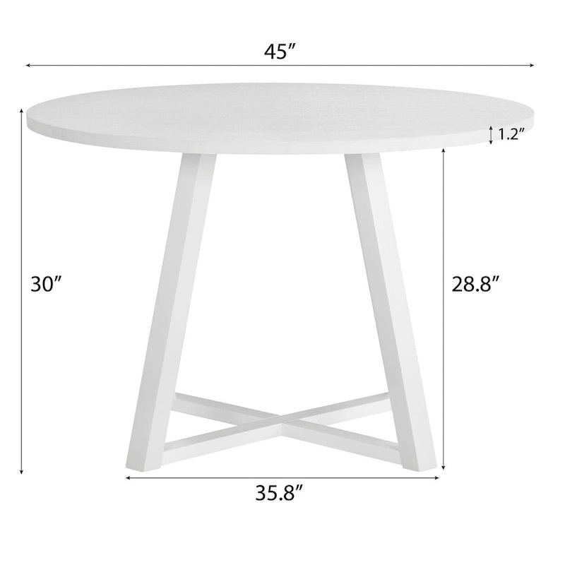 Ensemble de salle à manger rond 5 pièces Evatt de Roundhill Furniture, table ronde à tréteaux et 4 chaises élégantes