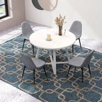 Ensemble de salle à manger rond 5 pièces Evatt de Roundhill Furniture, table ronde à tréteaux et 4 chaises élégantes