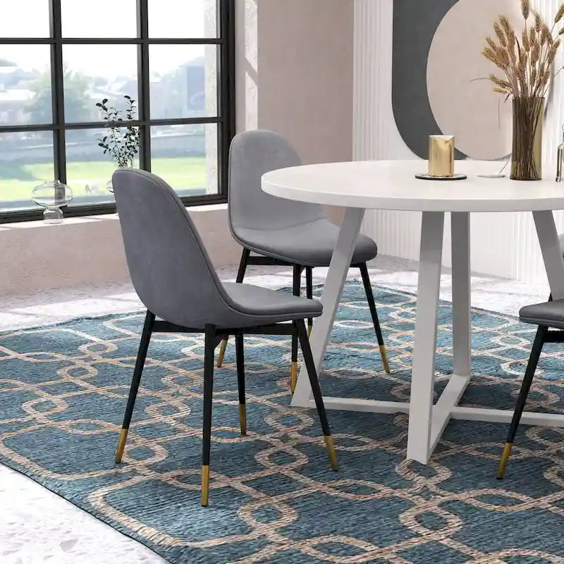 Ensemble de salle à manger rond 5 pièces Evatt de Roundhill Furniture, table ronde à tréteaux et 4 chaises élégantes