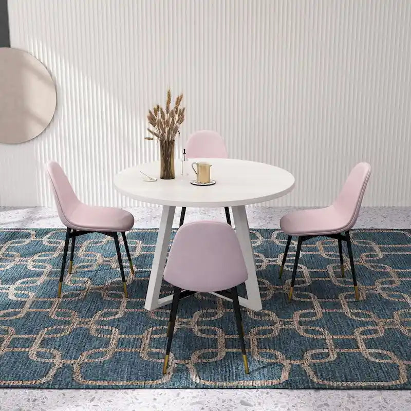 Ensemble de salle à manger rond 5 pièces Evatt de Roundhill Furniture, table ronde à tréteaux et 4 chaises élégantes