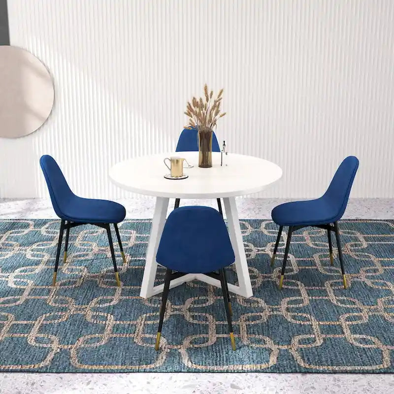 Ensemble de salle à manger rond 5 pièces Evatt de Roundhill Furniture, table ronde à tréteaux et 4 chaises élégantes