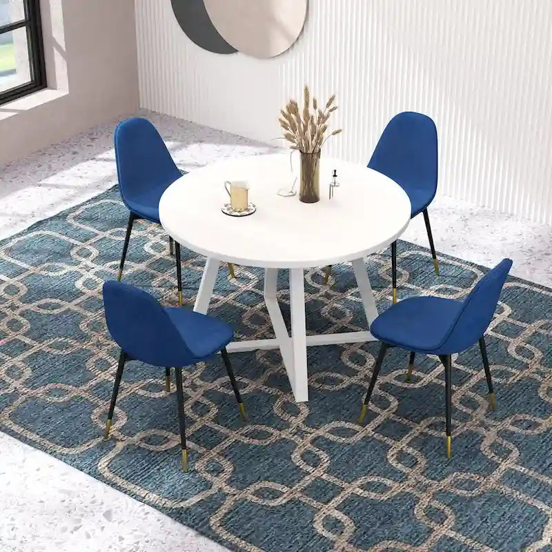 Ensemble de salle à manger rond 5 pièces Evatt de Roundhill Furniture, table ronde à tréteaux et 4 chaises élégantes