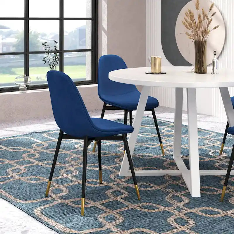 Ensemble de salle à manger rond 5 pièces Evatt de Roundhill Furniture, table ronde à tréteaux et 4 chaises élégantes