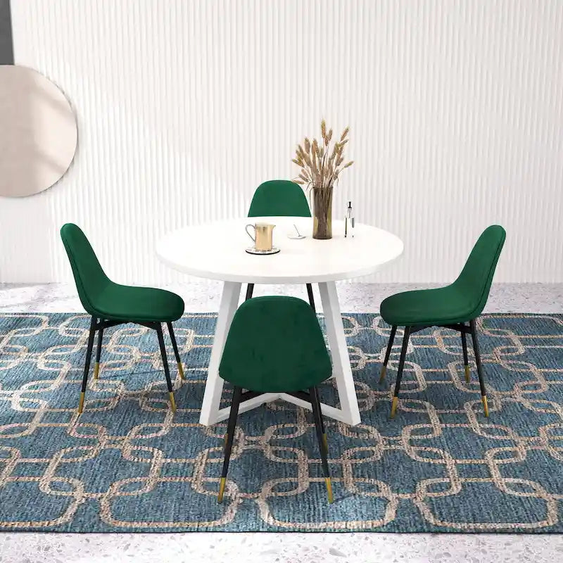 Ensemble de salle à manger rond 5 pièces Evatt de Roundhill Furniture, table ronde à tréteaux et 4 chaises élégantes