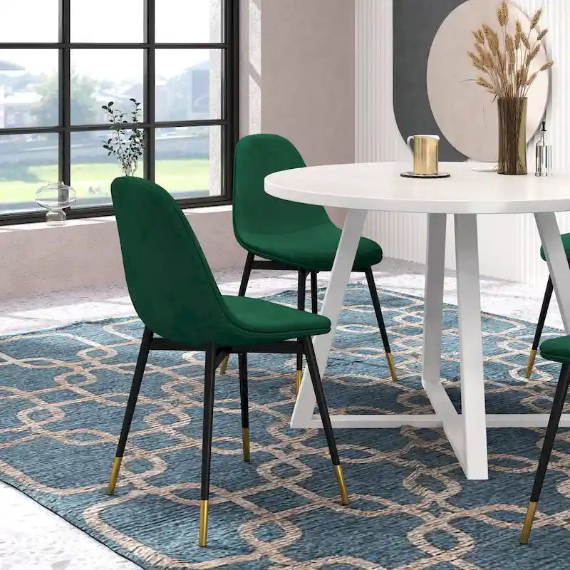 Ensemble de salle à manger rond 5 pièces Evatt de Roundhill Furniture, table ronde à tréteaux et 4 chaises élégantes
