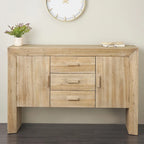 Buffet en bois à 2 portes et 3 tiroirs, finition bois naturel, brun - Roche River Decor
