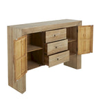 Buffet en bois à 2 portes et 3 tiroirs, finition bois naturel, brun - Roche River Decor