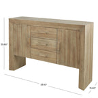 Buffet en bois à 2 portes et 3 tiroirs, finition bois naturel, brun - Roche River Decor