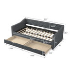 Lit de jour une place avec tiroirs, canapé-lit capitonné