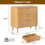 Commode à 3 tiroirs avec panneau ondulé en bois